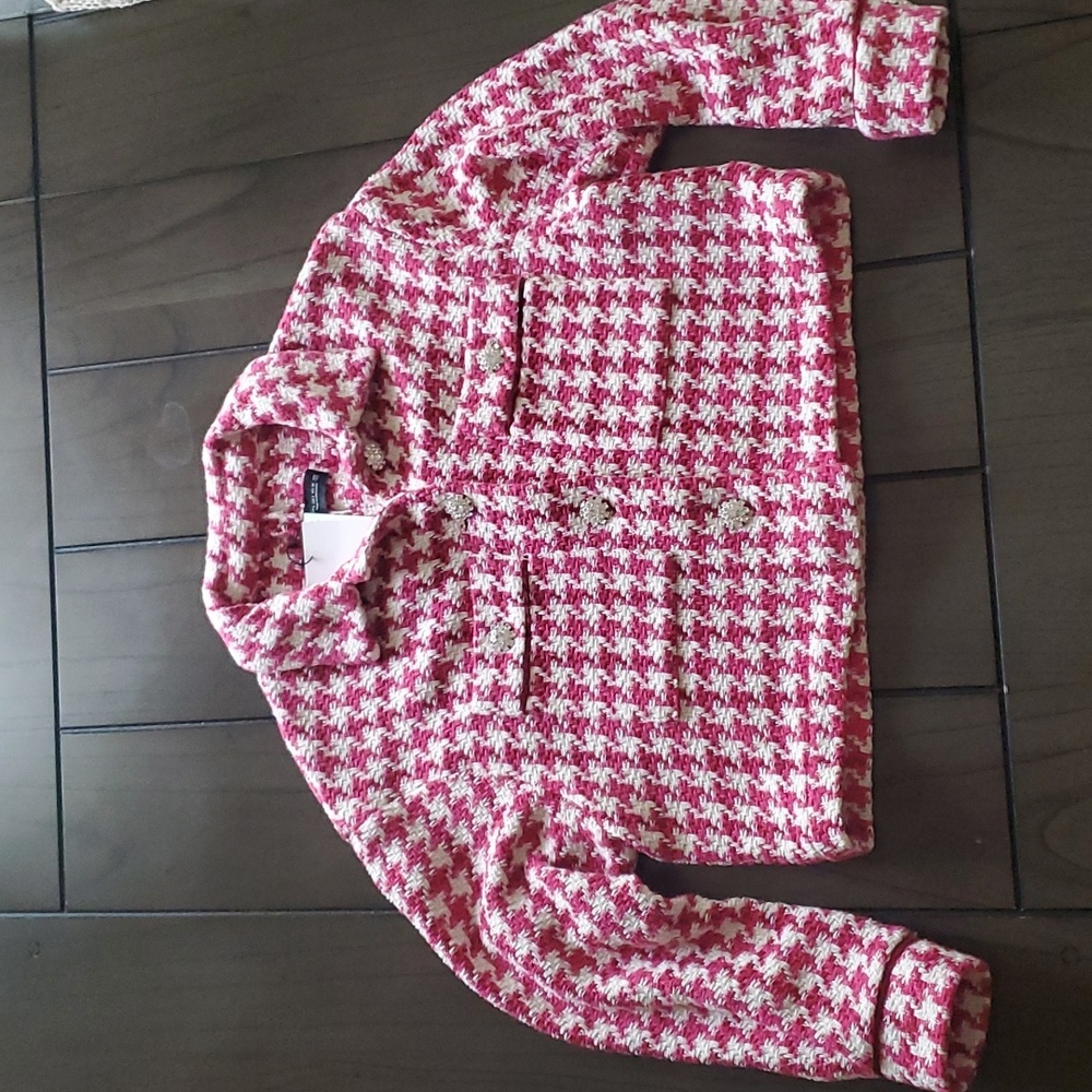 Zara Textured Weave Houndstooh Jacket, S NWTs